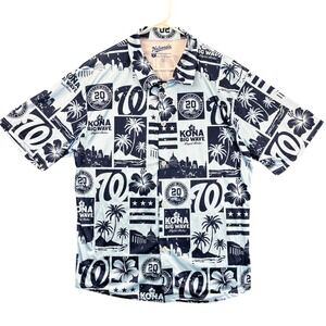 Washington Nationals Shirt Hawaiian Kona Big Wave Men's L Blue MLB Aloha
